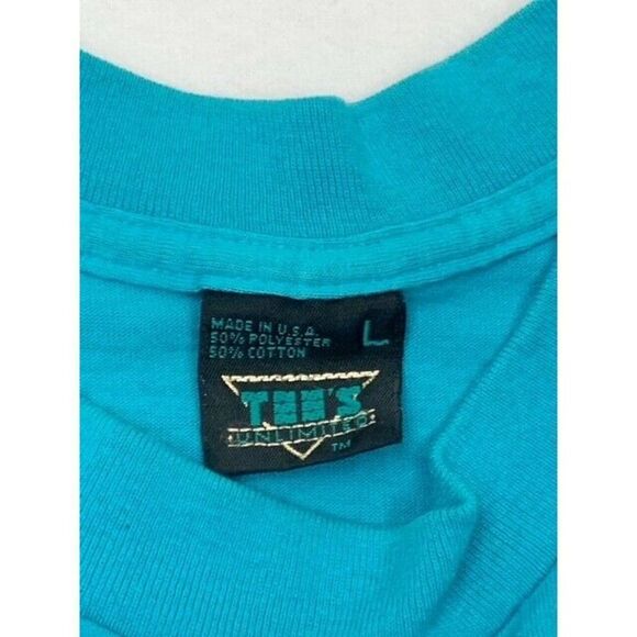 Vintage 80s Sanibel Island Large Blue Green Wind Surfing Beach Single Stitch - Picture 5 of 8